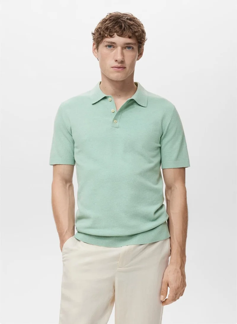 Mango Man Fine-knit cotton polo shirt